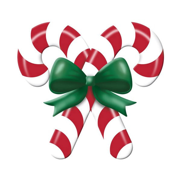 MD136594    13"Lx12"H Metal/Embossed Candy Cane Sign  White/Emerald/Red