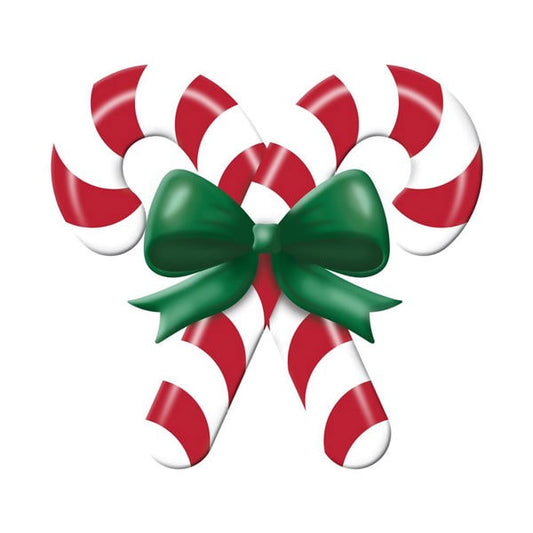 MD136594    13"Lx12"H Metal/Embossed Candy Cane Sign  White/Emerald/Red