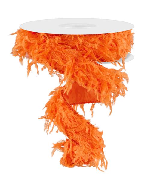 RN588420  1.5" x 10yd Furry Ribbon Orange