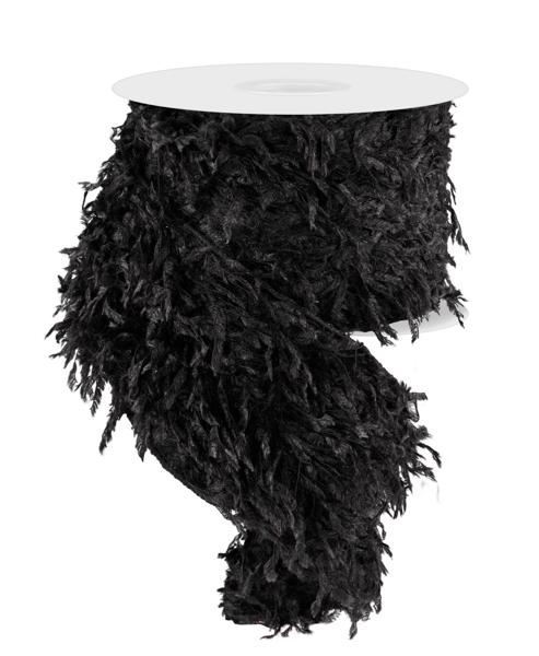 RN588602  4" x 10yd Furry Ribbon Black