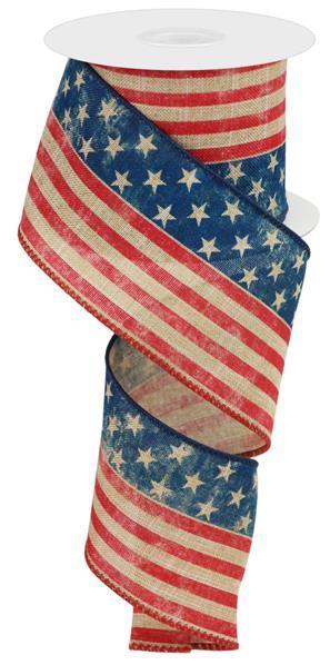 RG1916A7    2.5" x 10yd Stars And Stripes/Royal   Tan/Red/Blue