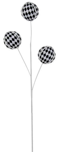 MN0229     28.25"L Harlequin Ball Spray       Black/White