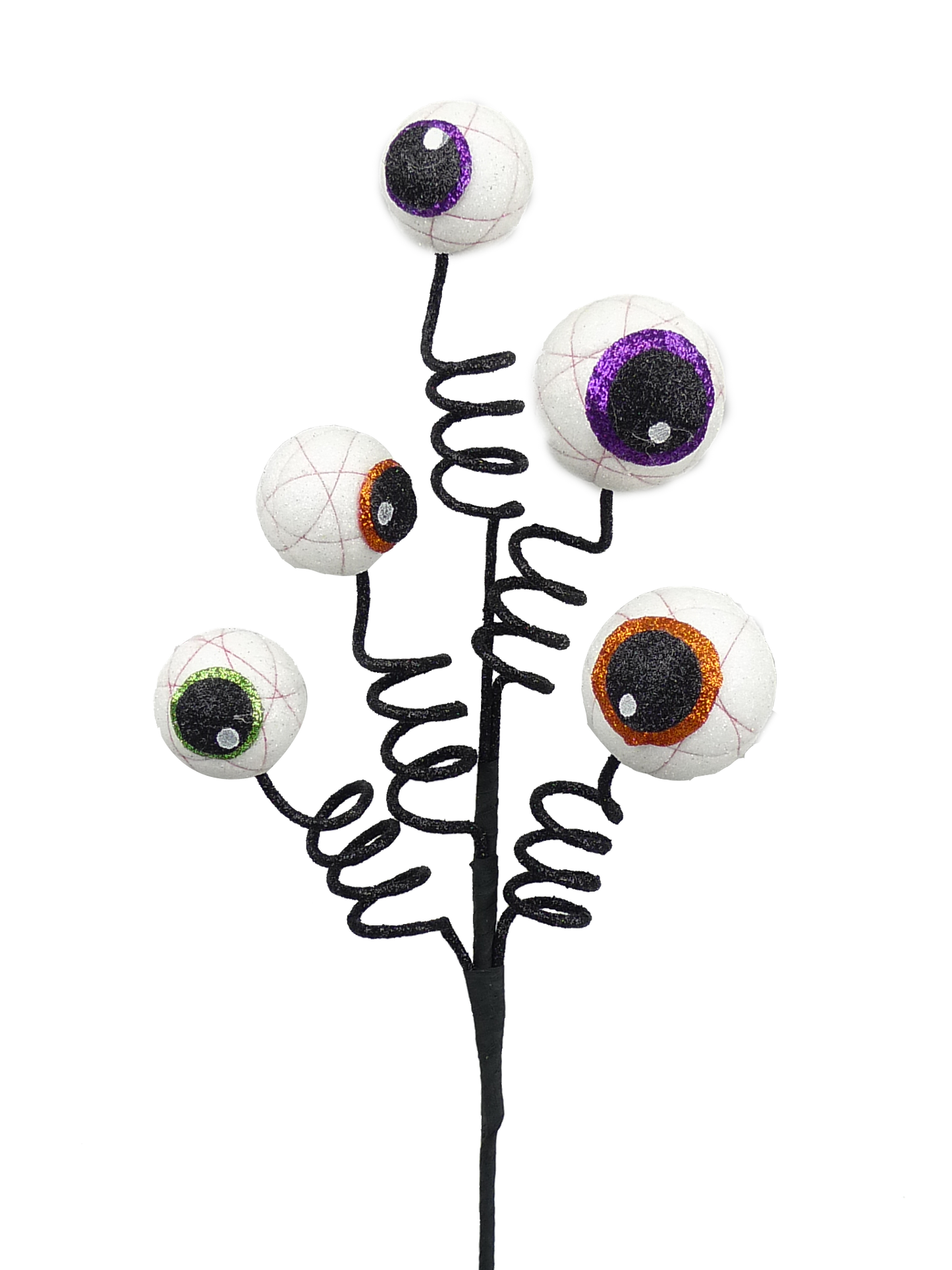 56597HAL  16"H Eyeballs Curly Pick X5   Purple/Black/Orange/White