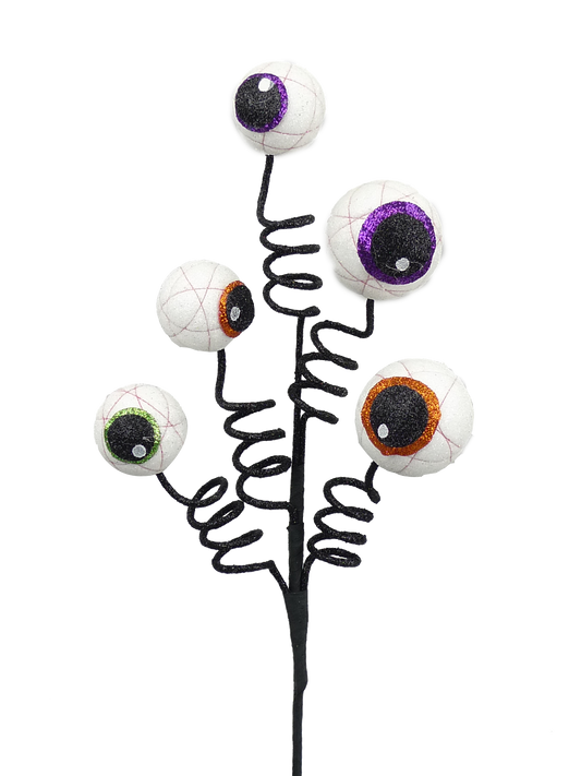 56597HAL  16"H Eyeballs Curly Pick X5   Purple/Black/Orange/White