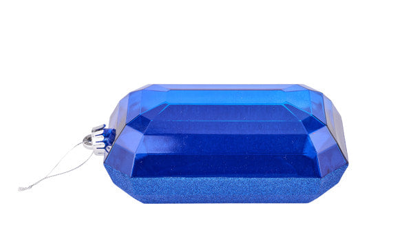 XJ563525   8"L x 5"W Glitter Rectangle Gem Orn  Royal Blue