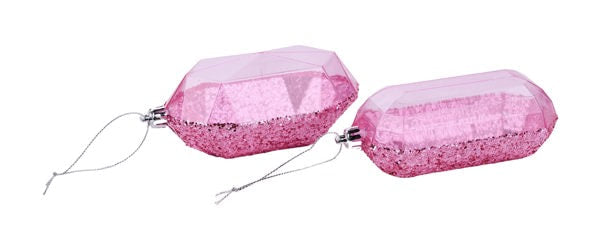 XJ552222  5.25"L Glitter Gem Ornament Bright Pink Glitter