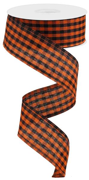 RGA1211P2    1.5" x 10yd Woven Gingham Check     Orange/Black