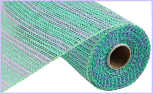 RE8902WK     10" x 10yd Horizontal Wide Stripe Mesh     Mint/Lavender