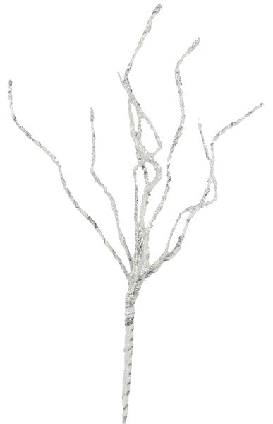 XS9677 17"L Glitter/Paper Birch Twig Pick White Birch/White Glitter