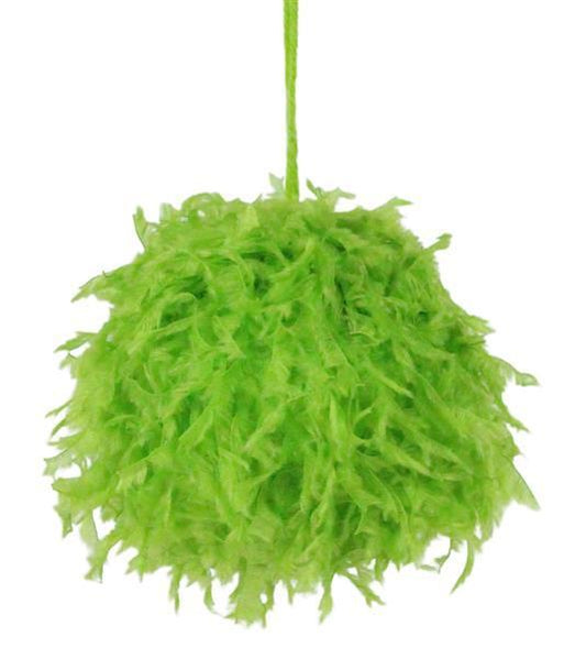 XJ5183     3.25" Furry Fabric Ball Orn   Lime Green