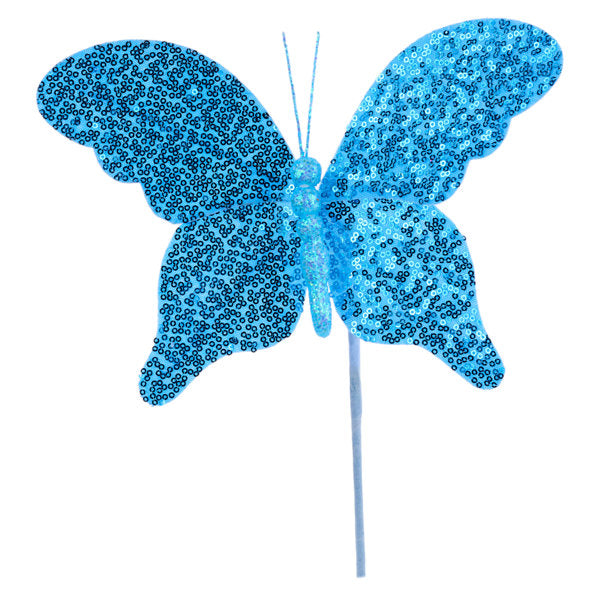 MN038503  11"L Sequin Butterfly Pick Blue