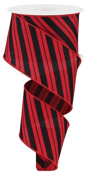 RGE154124   2.5" x 10yd Diagonal Line/Faux Ryl   Red/Black