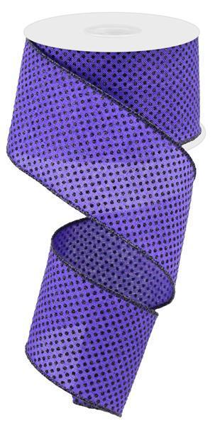 RGA17328W  2.5" x 10yd Glitter Micro Dot On Royal   Purple/Black