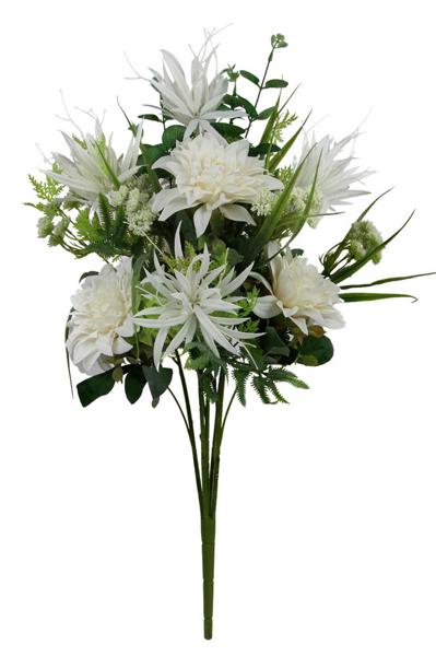 FB190127  24.5"L Dahlia/Epiphyllum Bush Bouquet x 5 White