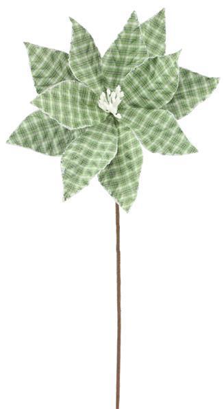 NF4100 Plaid Poinsettia Stem Green/Grey/White