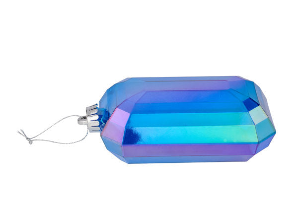 XJ552525   7"L x 4"W Iridescent Rectangle Gem Orn   Iridescent Royal Blue