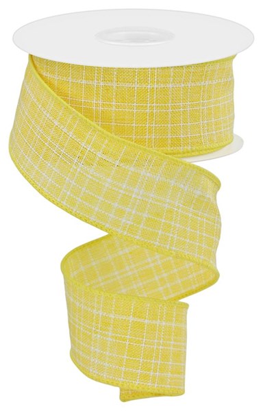 RGE120929  1.5" x 10yd Check Royal Burlap Yellow