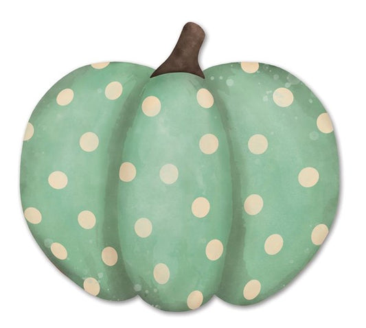 MD076432 12"L Sage Metal/Embd Polka Dot Pumpkin Sage/Cream