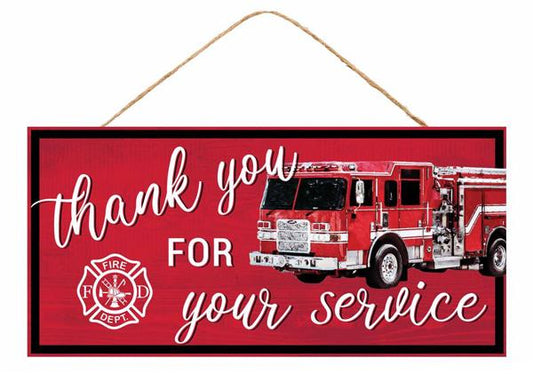 AP7326    Description 12.5"L Thank You Firefighter Sign     White/Black/Red