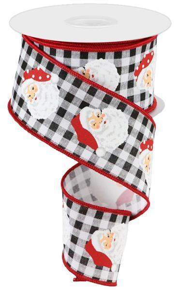 RGC165227   2.5" x 10yd Vertical Santa Heads/Check   Black/White/Red