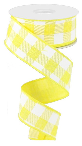 RG0179929 1.5"X10yd Yellow White Striped Check On Royal