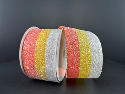 564214001     2.5"X10Yds     Candy Corn Glittered Stripes    White/Yellow/Orange