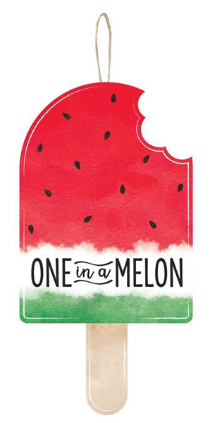 AP7082 13.5"Hx7"L One in a Melon Popsicle Sign Red/White/Green/Black/Tan