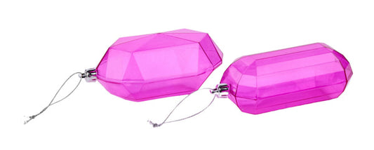 XJ5444HF  5"L Rectangle Gem Ornament   Fuchsia