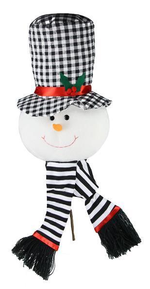 XN5930 23”Fabric Snowman Head Pick    Black/White