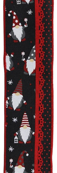 RGS003402 2.5"X10yd 3-In-1 Christmas Gnomes/Dots Black/White/Red