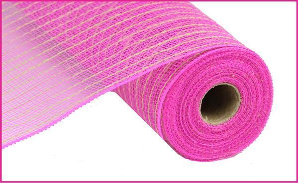 RY8005C6    10.25" x 10yd Poly/Jute Mesh   Hot Pink/Natural