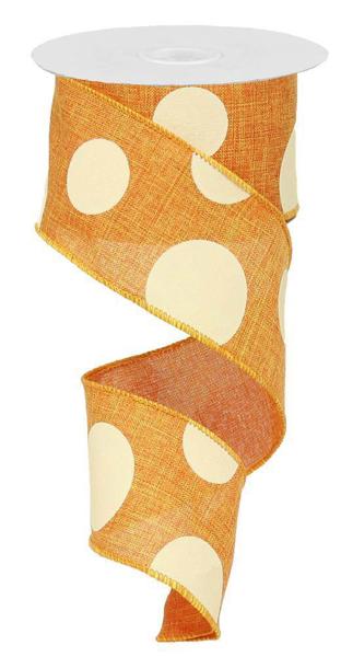 RX9143M1  2.5" x 10yd Large Multi Dots Orange/Ivory