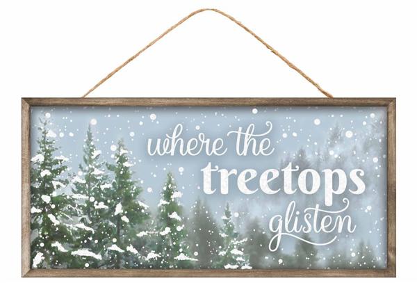 AP7864    12.5"L x 6"H Where The Treetops Glisten    Wht/Blu/Grn/Gray/Taupe