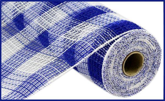 RY832065   10.25" x 10yd Faux Jute/Pp Small Check    Royal Blue/White8.