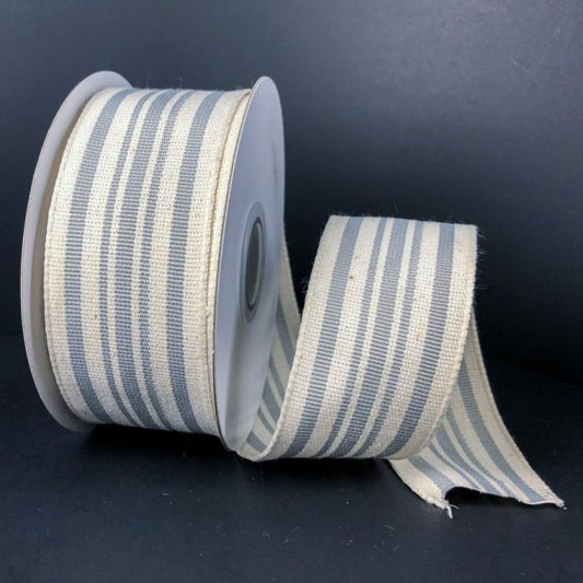 RJ17109-51   1.5" X 10YD Wired Woven French Stripes    Grey