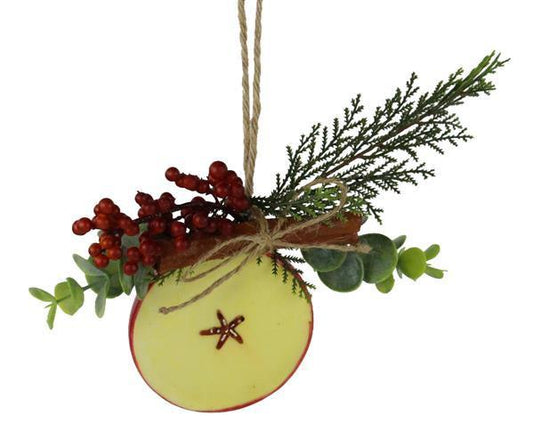 EF5192   3.25"Dia Apple Slice Ornament    Red/Green/Natural