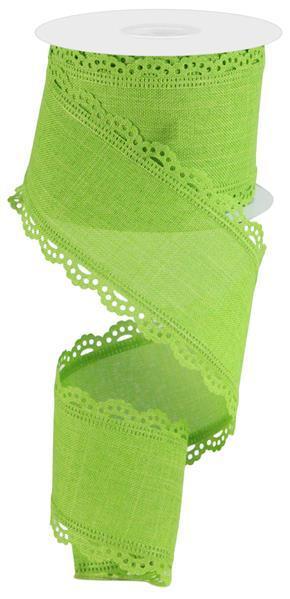 RGC130333    2.5" x 10yd Scalloped Edge Royal Burlap   Lime Green