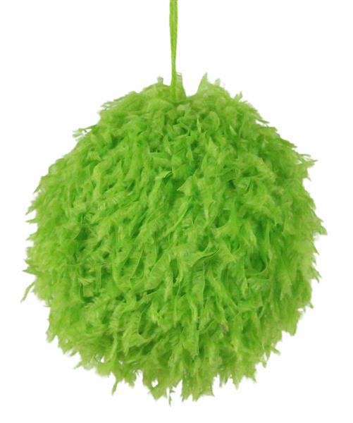 XJ5185     4.75" Furry Fabric Ball Orn   Lime Green