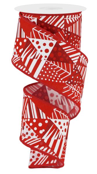 RGE183156    2.5" x 10yd Triangle Multi Tree  White/Red Multi