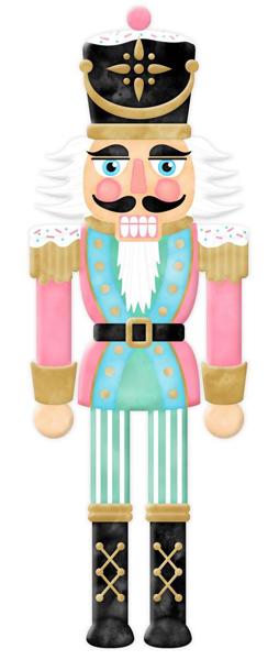 MD1078    24"Hx8.2"L Metal Pastel Nutcracker Sign         Pink/Mint/Lt Blue/Wht/Blk