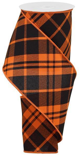 RGB105220 4"X10yd Printed Diagonal Plaid Orange/Black