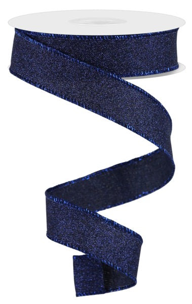 RGE738019  7/8" x 10yd Fine Glitter On Royal Navy Blue