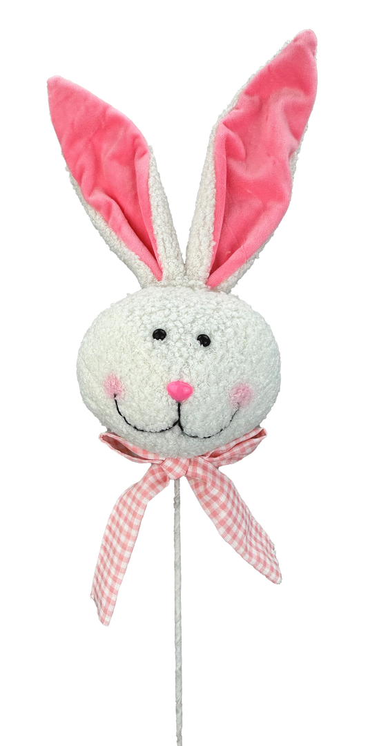 63695PK      25"HX5.5"DIA      Bunny Head Pick     White/Pink