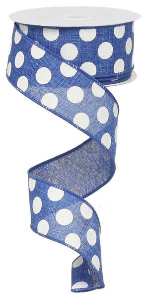 RX9145WR  1.5" x 10yd Medium Multi Dots Royal Blue/White