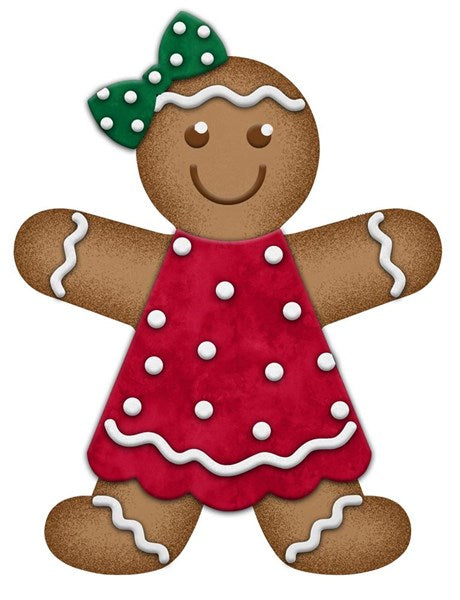 MD055524 12"H Metal/Embd Gingerbread Girl Red/Green/Brown/White