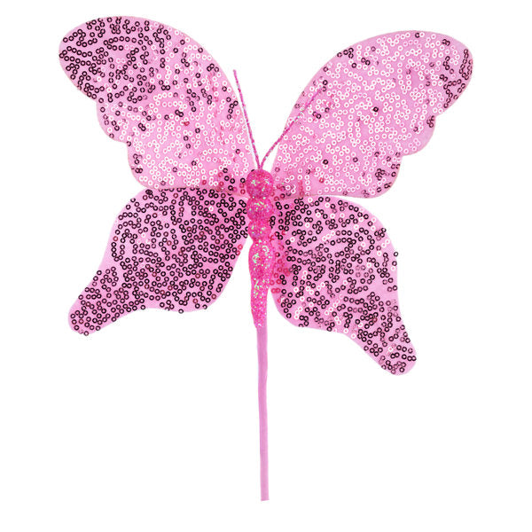 MN038522    11"L Sequin Butterfly Pick   Pink