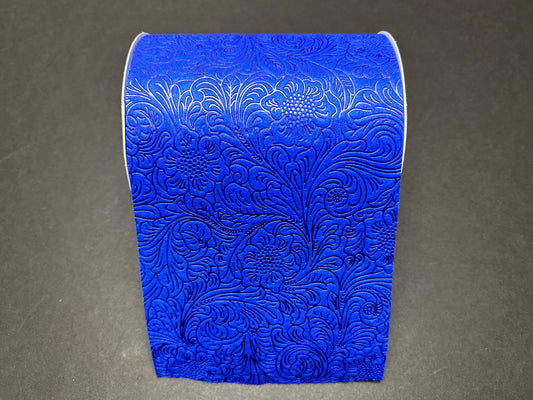 4246-06-25   6"x25YDS    Embossed Flower Hot Cut Edge   Royal Blue