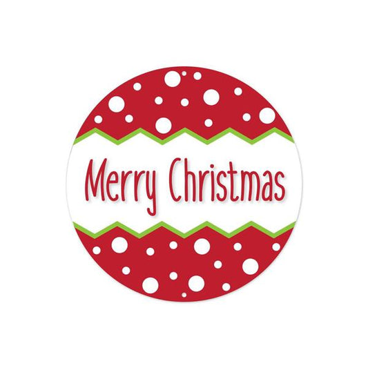 MD0958   8"Dia Metal Merry Christmas Sign   Red/White/Lime