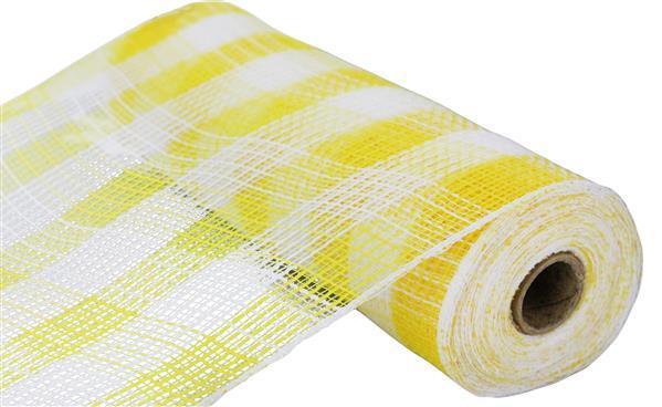 RY832079   10.25" x 10yd Faux Jute/Pp Small Check  Yellow/White