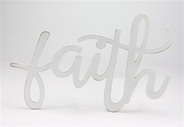 AB247127  14.25"L x 10.25"H Mdf    "Faith"   White